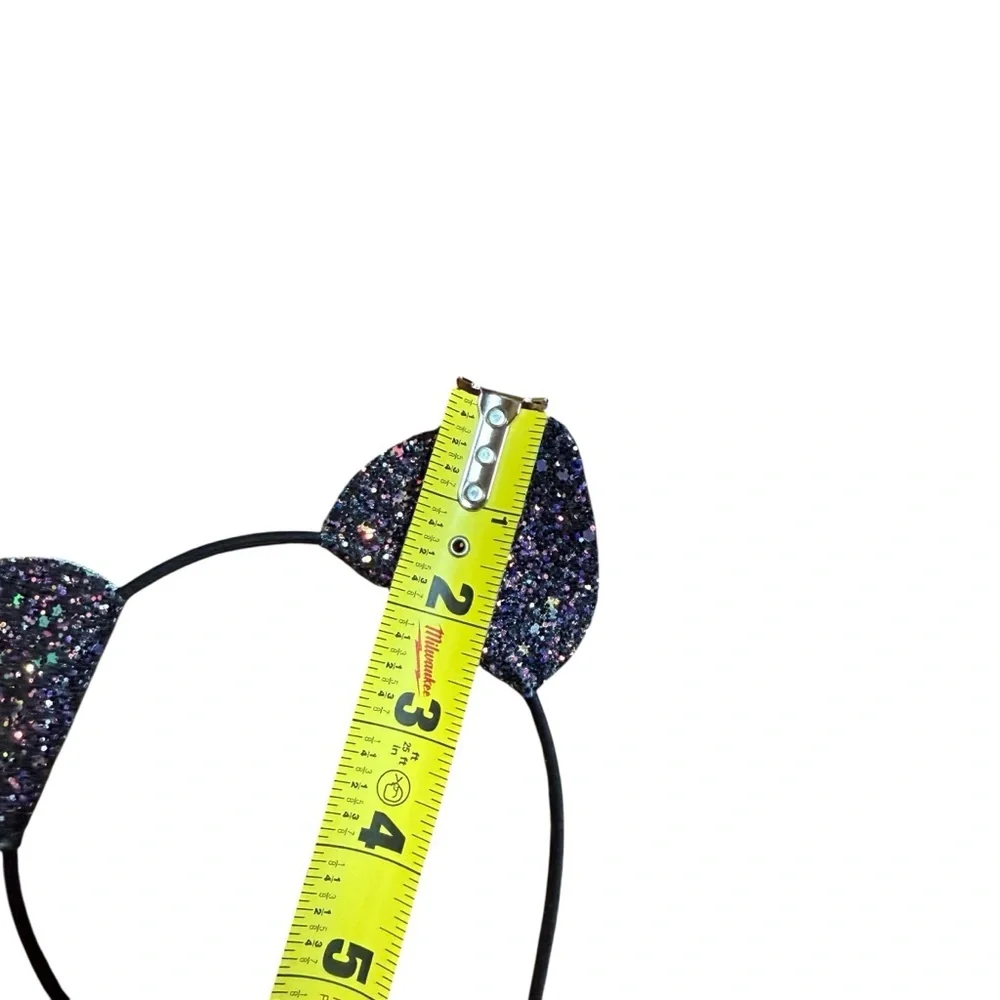 Black Glitter Cat Ear Headband Sparkly Costume Hair Accessory